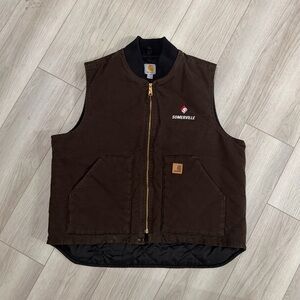 Carhartt Brown Quilted-Lined Duck Canvas Work Vest